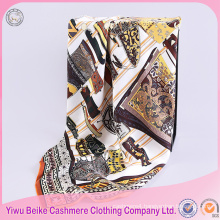 China scarf manufacture hot sale customized pattern twill name brand silk scarf